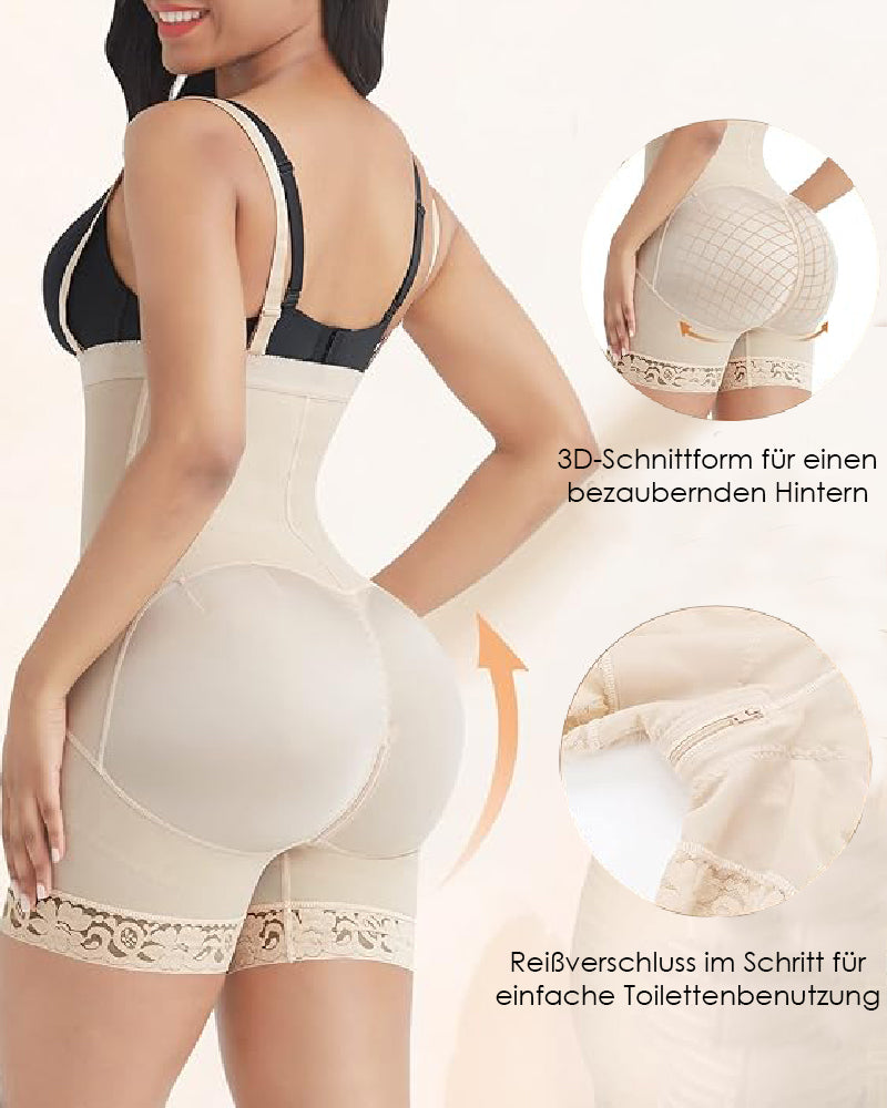 Damen Hoher Kompression Bauchweg Fajas Shapewear Mit Reißverschluss im Schritt