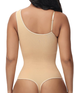 Damen Bodysuit Schulterfreier Nude Nahtloser Formender Tanga Shapewear