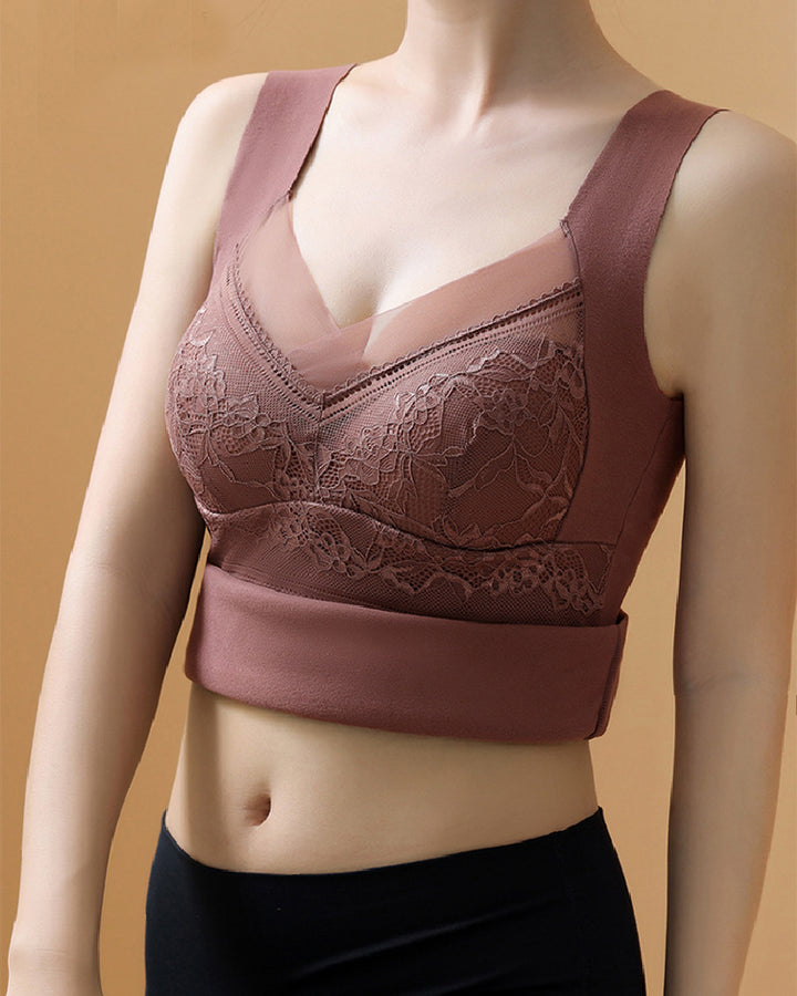 2-in-1 Thermo Unterwäsche Weste V-Ausschnitt Nahtlos Integrierter BH Tank Tops