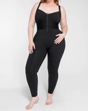 Damen Ärmelloser Jumpsuit Bauchweg Einteilig Verstellbare Träger Taillenbund Overall