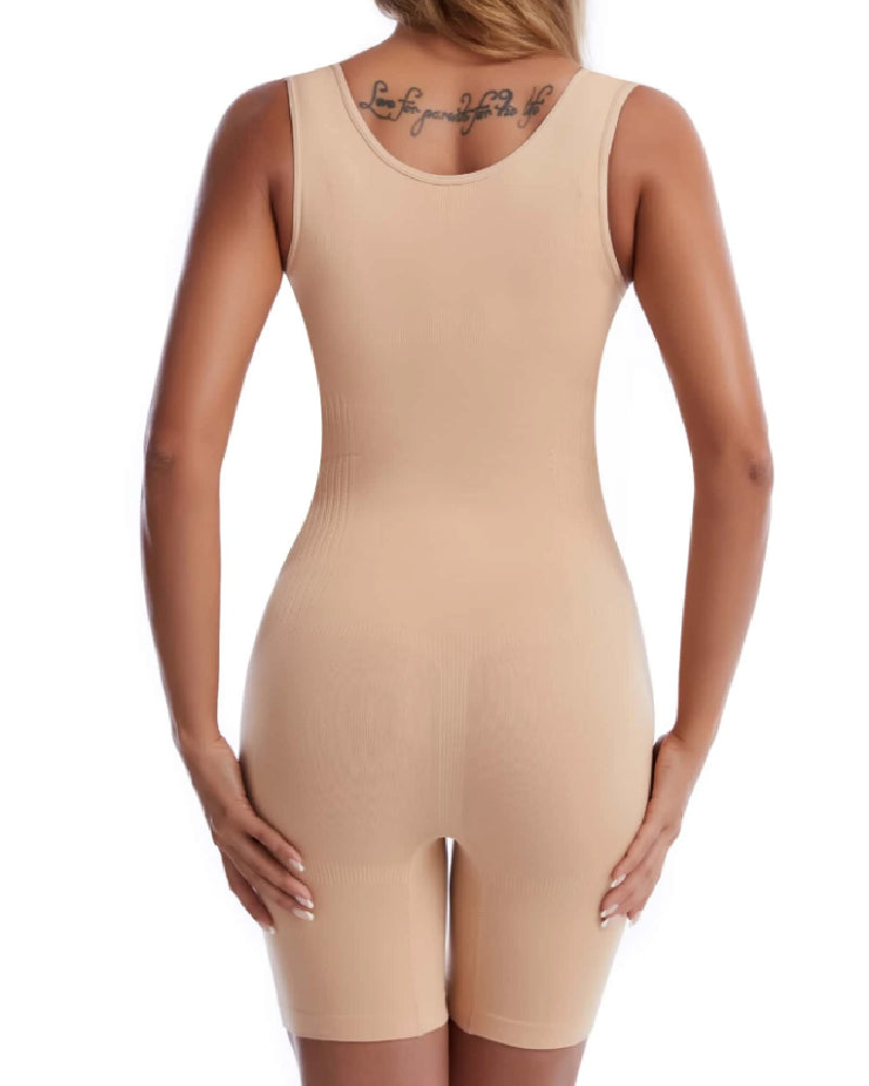 Nahtloser Offener Brust Bauchweg Ganzer Bodysuit  Ärmellos Oberschenkel Schlankere Shapewear