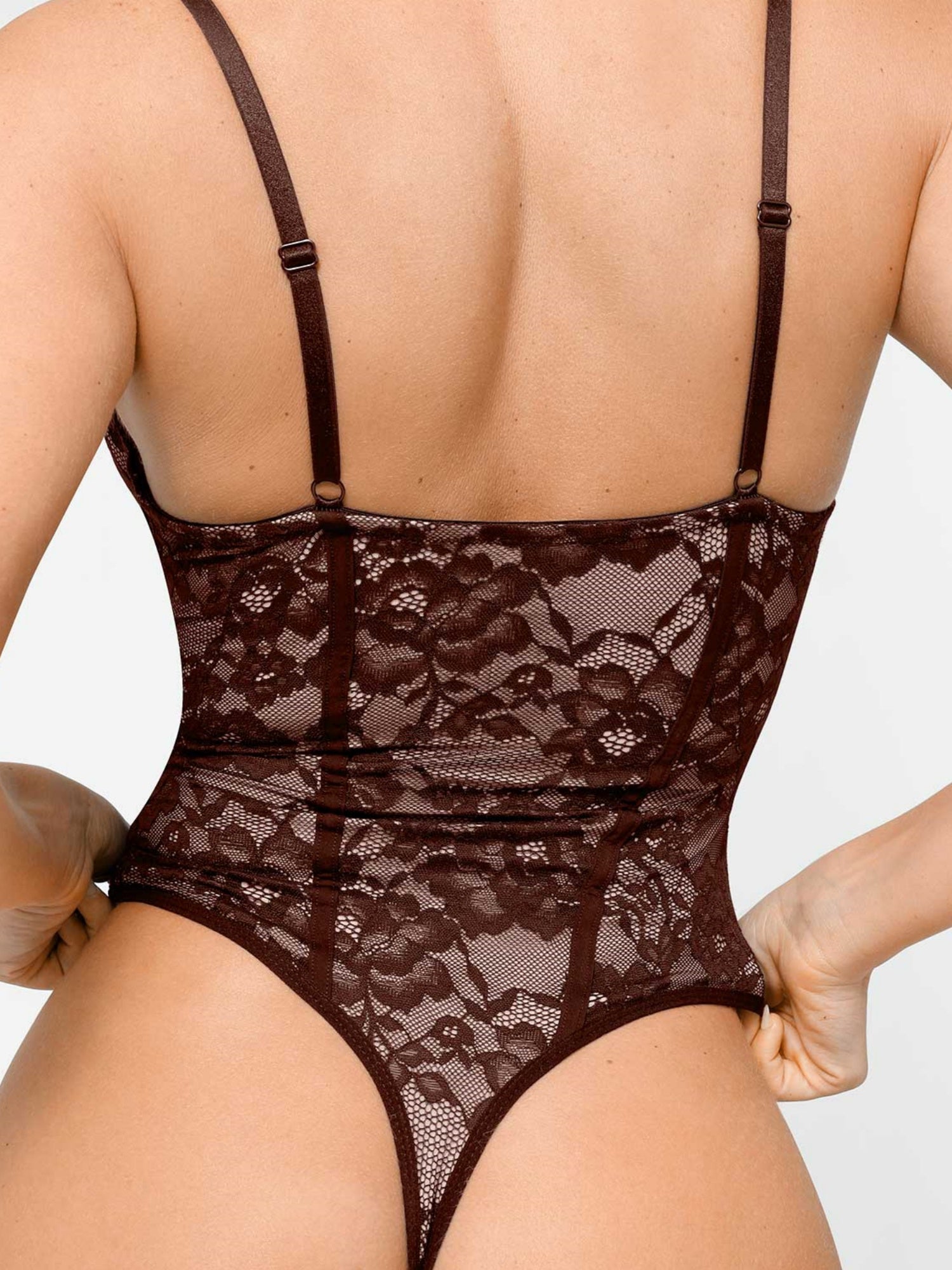 Bodys für Damen Sexy Tiefer V-Ausschnitt Formende Spitze Schlanke Shapewear