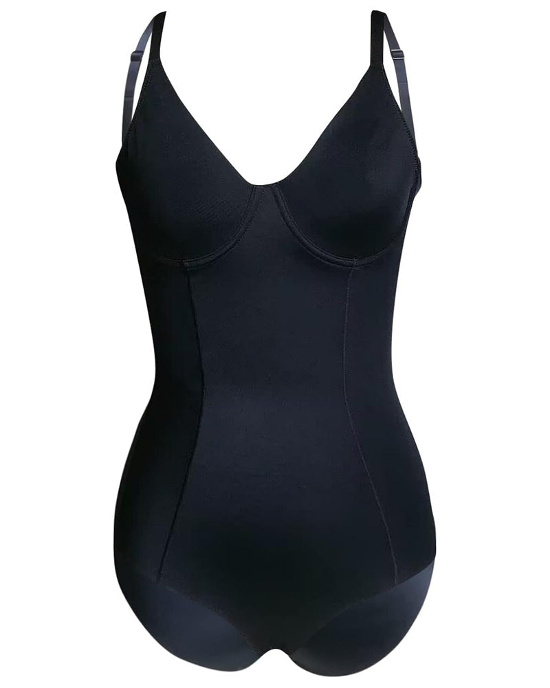 Damen Einfarbige Ärmellos Bauchkontroll Bodysuit Korsett Nahtloser Shapewear