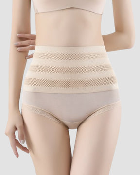 Damen Mesh Spitze Hohle Shapewear Slips Mittlere Taille Bauchweg Bequemer Unterwäsche