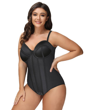 Damen Korsett Tanga Bauchkontrolle Po Lift Bodysuit Shapewear Mit Bügel-BH