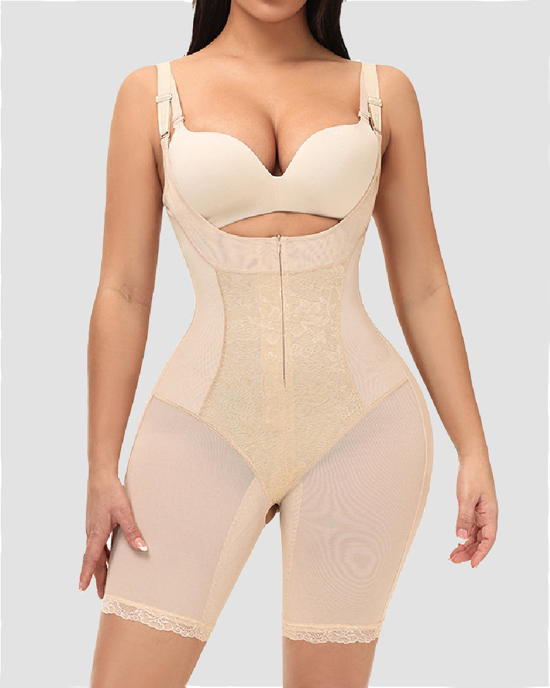 Damen Unsichtbarer Postpartum Offener Schritt Bauchweg Korsett Shapewear Body Mit Bein