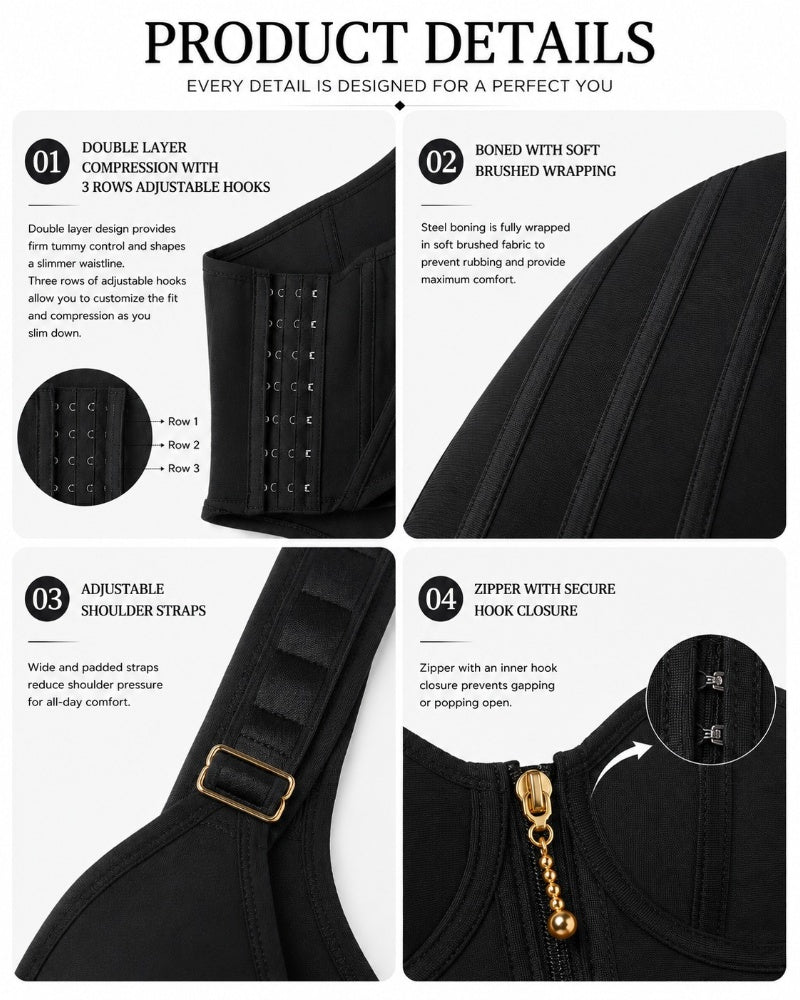 Double Compression Faja Corset Top Waist Trainer Built in Bra