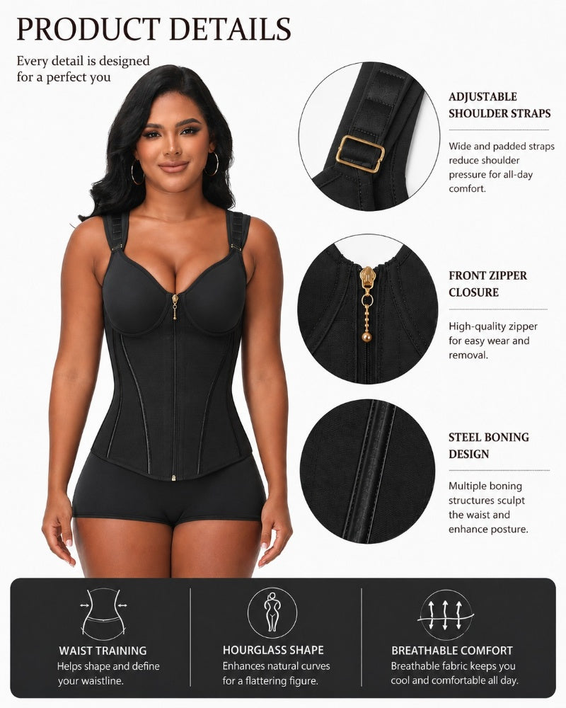 Double Compression Faja Corset Top Waist Trainer Built in Bra