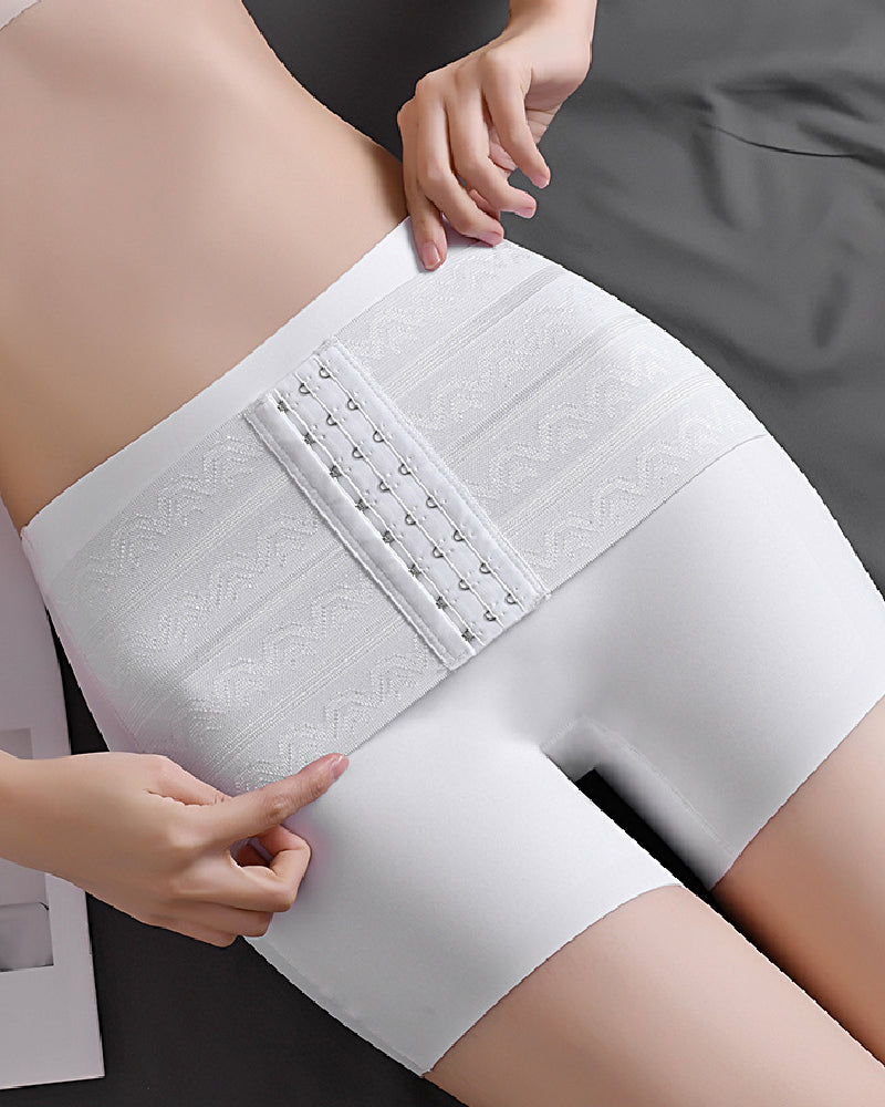 Mittelhoher Po-Lifter Doppellagige Bauchkontrolle Shapewear Shorts Mit Hakengürtel