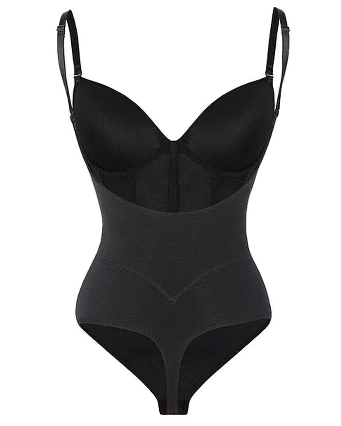 Shapshe® Damen Bauchweg Tanga Durchsichtiges Mesh Korsett-Oberteil Rückenfreier Bodysuits