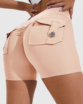 Damen Yoga Shorts Hip Lift Cargo Gesäßtaschen