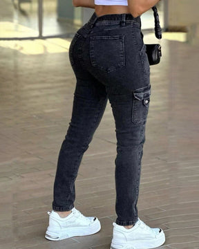 Hochelastische Schwarze Sexy Röhrenjeans für Damen