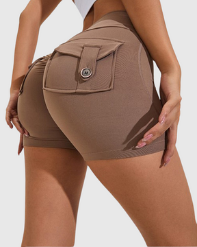 Damen Yoga Shorts Hip Lift Cargo Gesäßtaschen