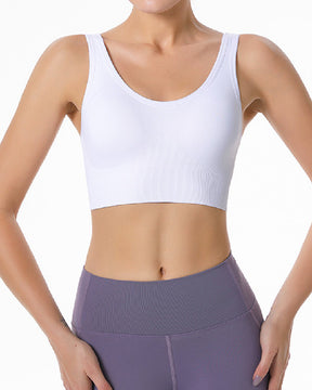 Damen Bügellose Hochstützende Verstellbare Gepolsterte Push-Up Crop Tanktop Sport BH