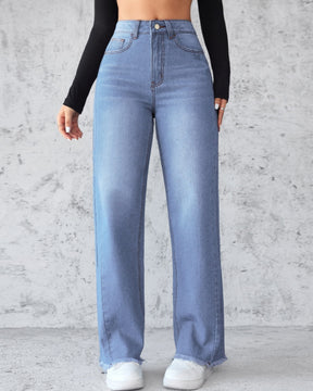 Elegante Jeans mit Geradem Bein und Weitem Bein Ohne Stretch