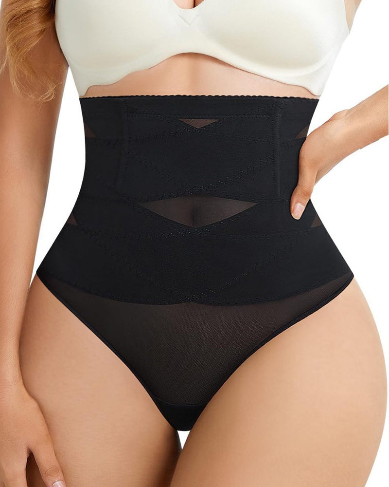 Überkreuzte Hohe Taille Shaping Slips Mesh Fester Bauchkontrolle Unterhose