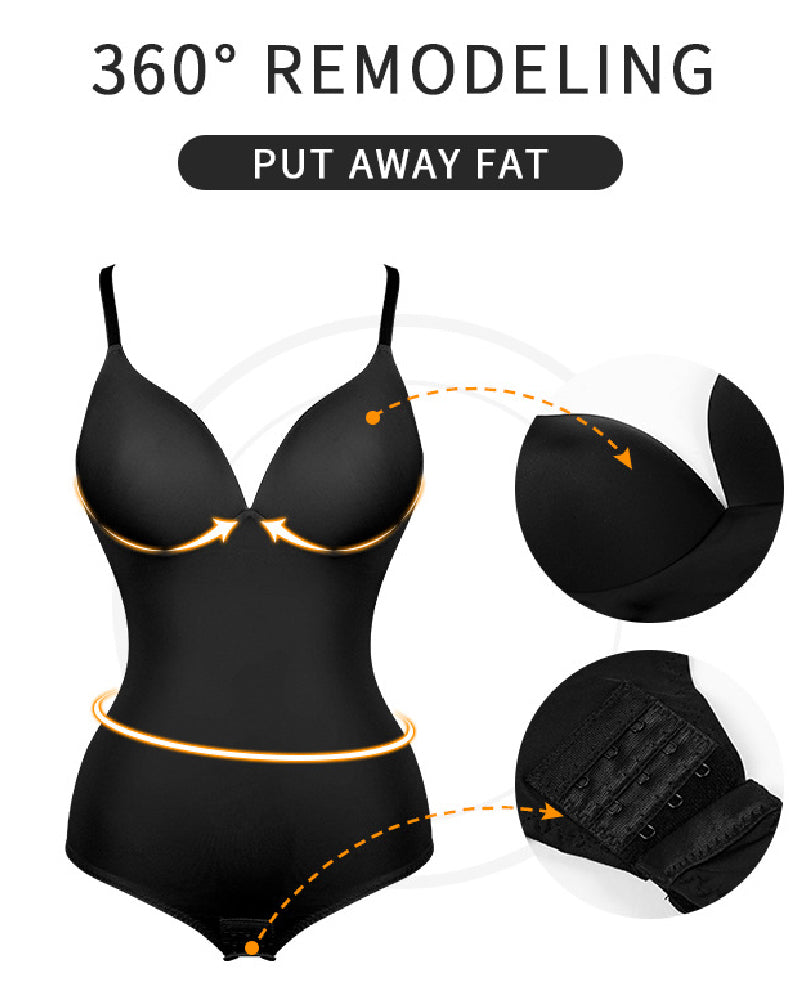 Shapshe® Damen Glatter Push-Up Bauchkontrolle Tanga Ärmelloser Body Shapewear
