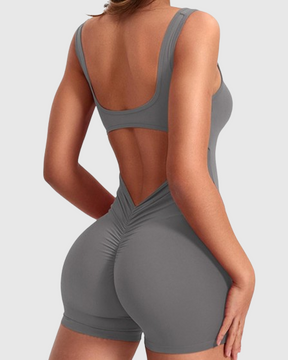 Sexy rückenfreier One Shoulder Bodysuit ohne Ärmel mit Dreiviertel-Hosen