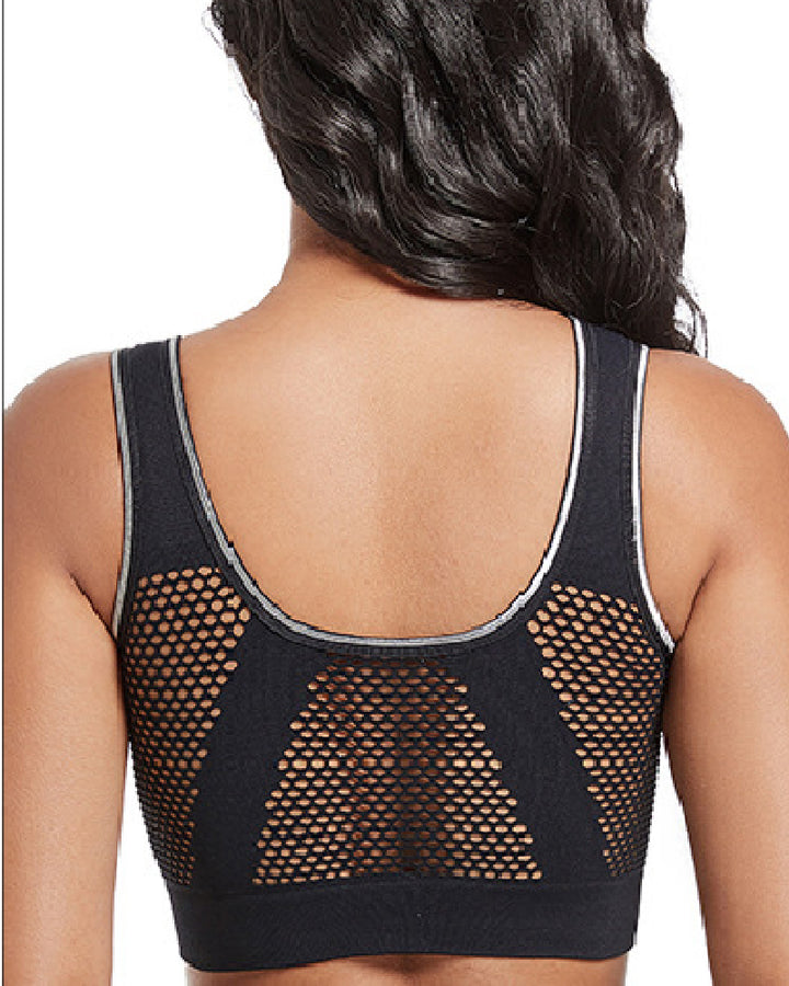 Shapshe® Damen Frontschnalle Hohl Atmungsaktiv Bügellos Sport BH In Übergröße