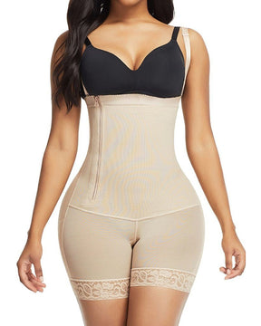 Abnehmbare Träger Seitlicher Reißverschluss Body Shaper Offene Brust Glatte Shapewear