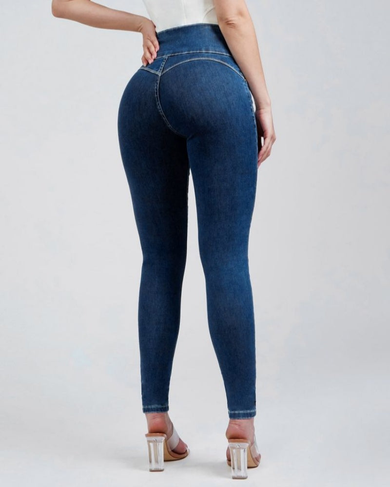 Sexy Skinny Jeans mit Hoher Taille und Schmaler Passform und Mehreren Knöpfen