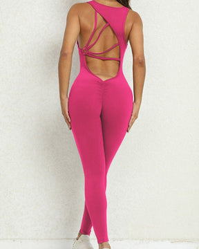 Damen Jumpsuit mit Schöner Rückseite ärmellos Elastischer Strumpfhose