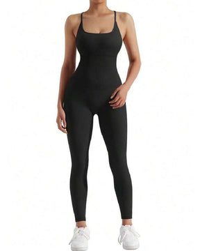 Damen Nahtloser Hochelastischer Sport Cami Jumpsuit Bauchweg Einteiliger Strampler