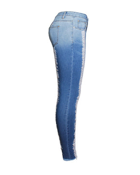 Mode Quaste Slim Fit Patchwork Gradient Jeans Slim Hip Lift