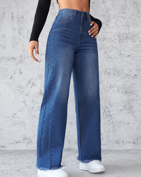 Elegante Jeans mit Geradem Bein und Weitem Bein Ohne Stretch