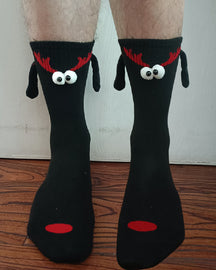 Weihnachtsmuster Cartoon Magnetischen Händen Socken Unisex Mittellange Baumwollsocken