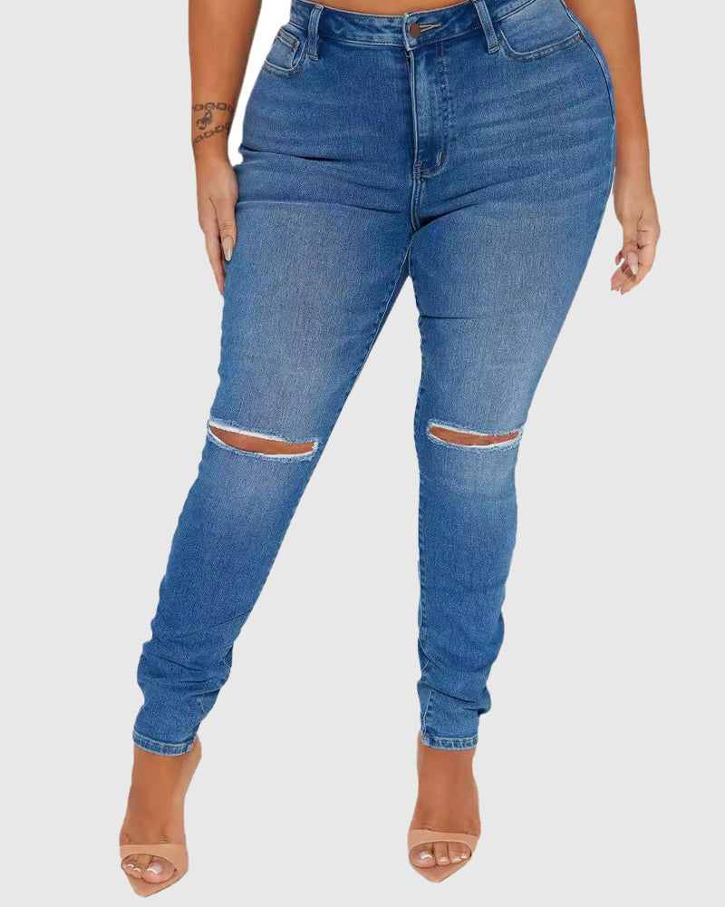 Skinny Jeans mit Verwaschenem Stretch Hüftlifting Jeans