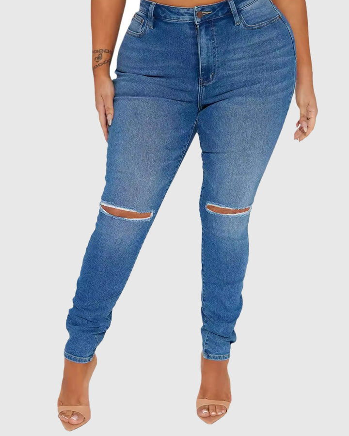 Skinny Jeans mit Verwaschenem Stretch Hüftlifting Jeans
