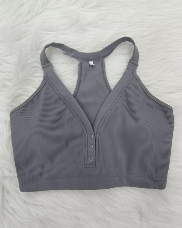 Neckholder BH mit Tiefem V Ausschnitt und Atmungsaktivem Strick BH mit Knöpfen vorne