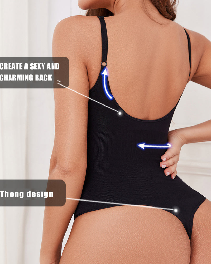 Sexy Ausgehöhltem Herz Vorne Bodysuit Nahtloser Tiefem Rücken Tanga Body Shaper