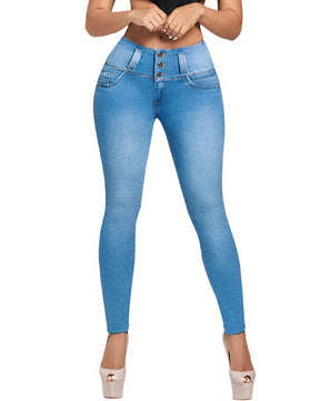 Hoch taillierte kolumbianische Po Lifting Jeans für Damen