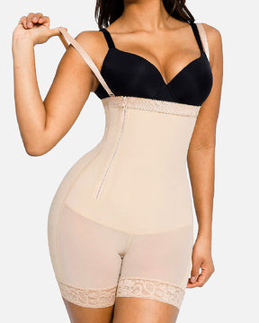 Abnehmbare Träger Seitlicher Reißverschluss Body Shaper Offene Brust Glatte Shapewear