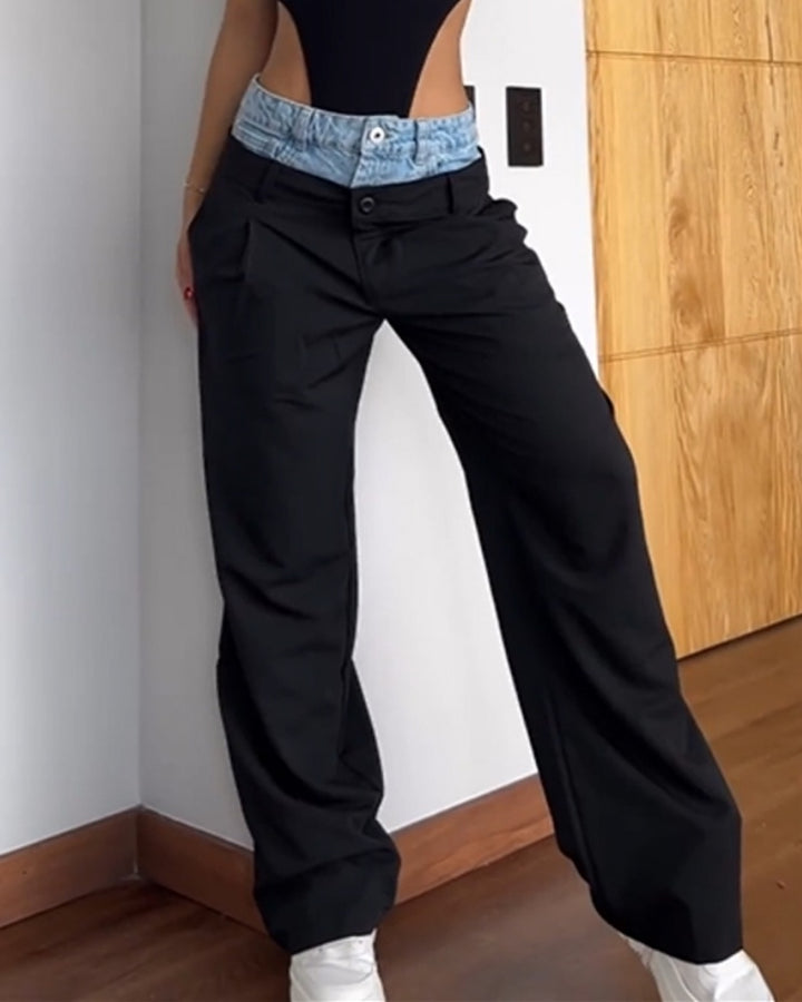Shapshe® Vielseitige Lockere Freizeitjeans mit Farbblockdesign für Damen