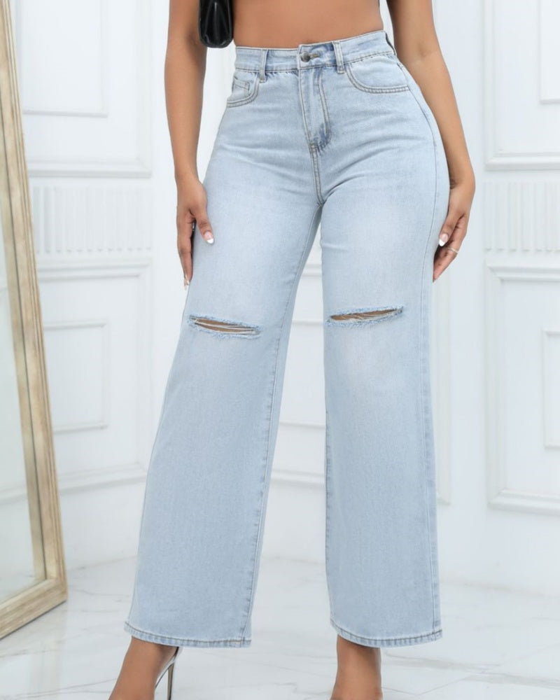 Vielseitige Jeans mit Hoher Taille und Weitem Beinschnitt