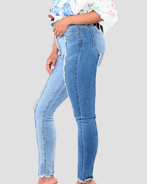 Mode Quaste Slim Fit Patchwork Gradient Jeans Slim Hip Lift