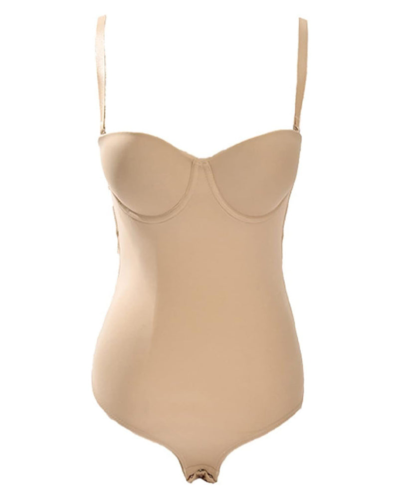 Damen Sexy Rückenfreier Einteiliger Bodysuit Mit integriertem Push Up BH