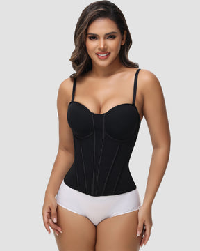 Damen Sexy Fischgräten Push-Up Bustier Korsett Tops Mit Schnallenrücken