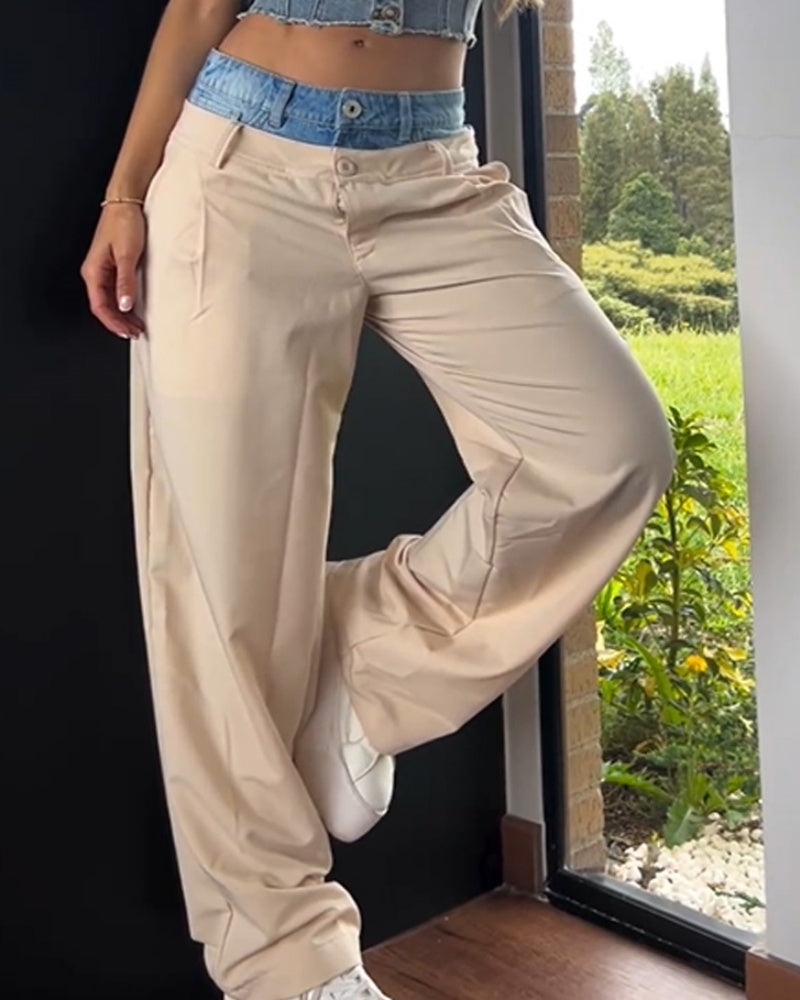 Shapshe® Vielseitige Lockere Freizeitjeans mit Farbblockdesign für Damen