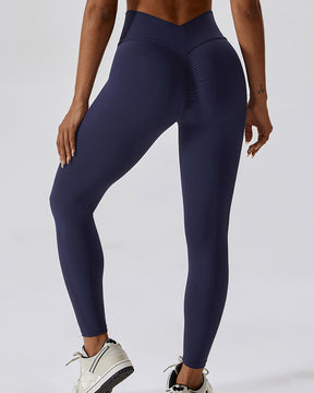 Figurformende Leggings mit V-förmiger Naht und Plissee Po-Lifting Yogahose