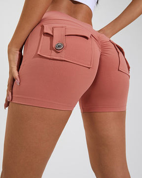 Damen Yoga Shorts Hip Lift Cargo Gesäßtaschen