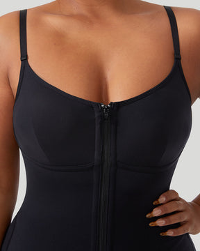 Damen Solide Reißverschluss Naht Shapewear Ärmelloses Bauchweg Formendes Cami Top Fajas