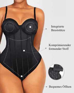 Damen Korsett Tanga Bauchkontrolle Po Lift Bodysuit Shapewear Mit Bügel-BH