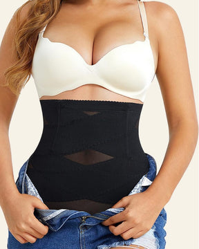 Überkreuzte Hohe Taille Shaping Slips Mesh Fester Bauchkontrolle Unterhose