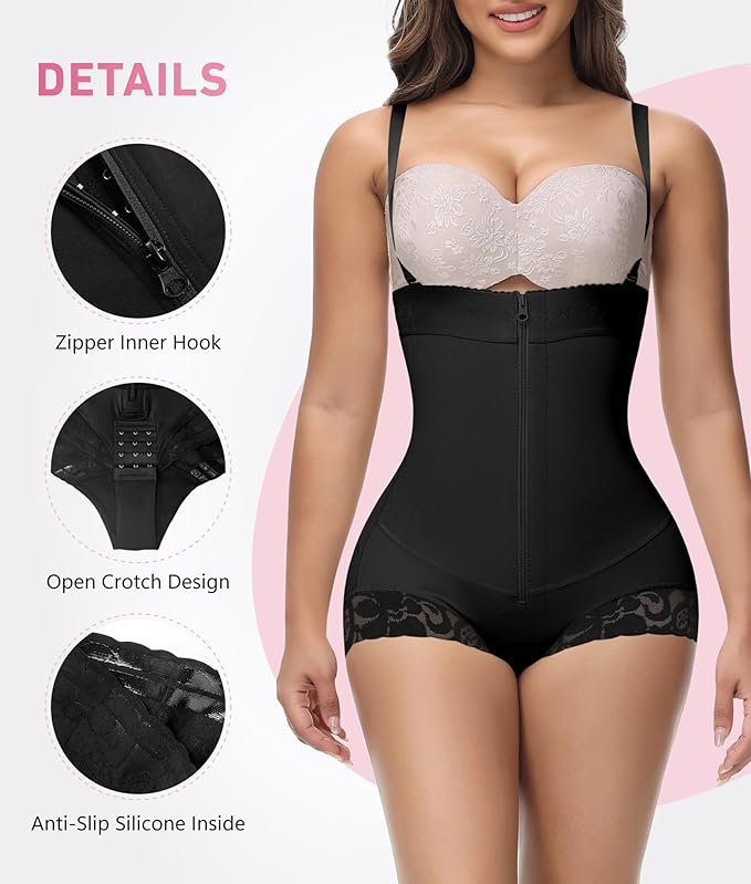 Shapshe® Fajas Colombianas Bauchweg Reißverschluss Offene Brust Stark Formend Shapewear Bodys