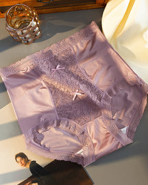 Damen Sexy Satin Höschen Volle Abdeckung Hohe Taille Spitze Bauchweg Unterwäsche