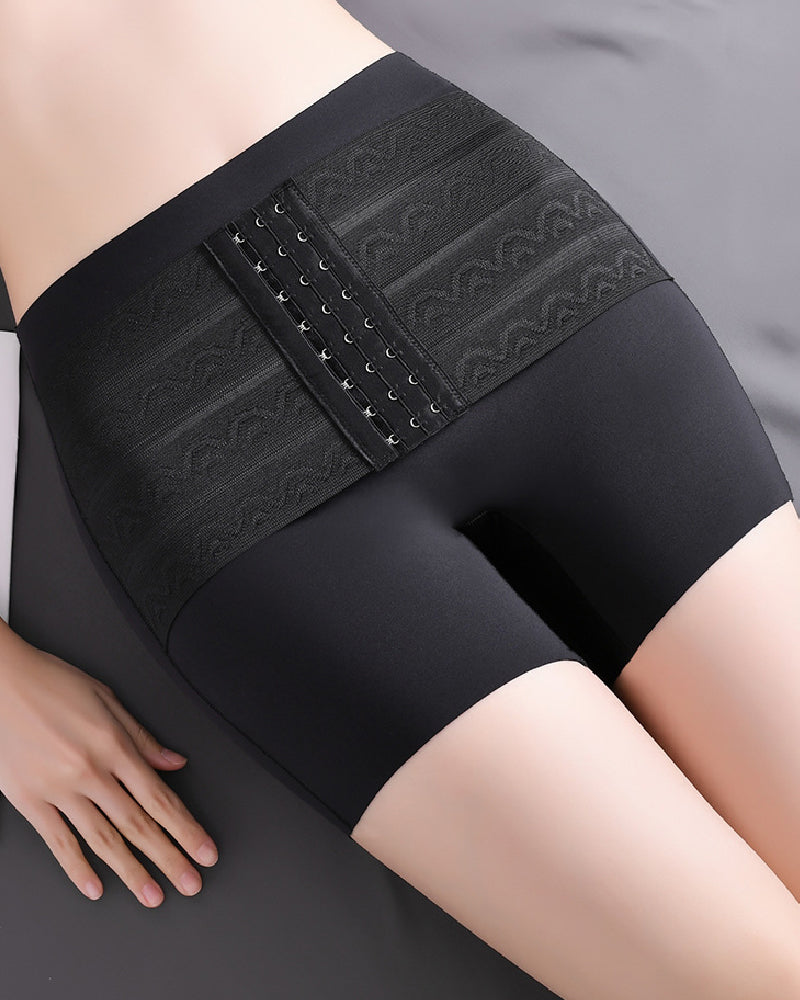 Mittelhoher Po-Lifter Doppellagige Bauchkontrolle Shapewear Shorts Mit Hakengürtel